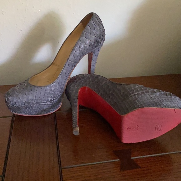 Bianca, Gray Python Christian Lounoutin Size 37 - Picture 2 of 7